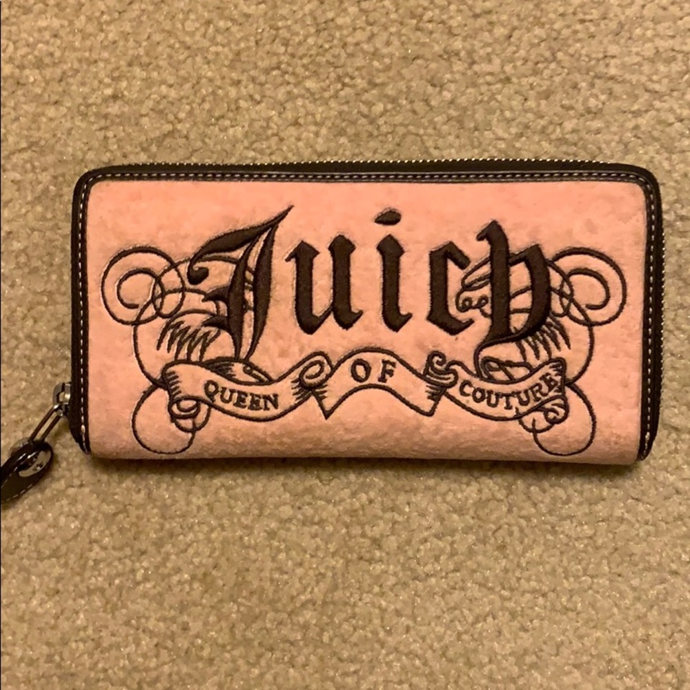 Pink and brown velour juicy couture wallet